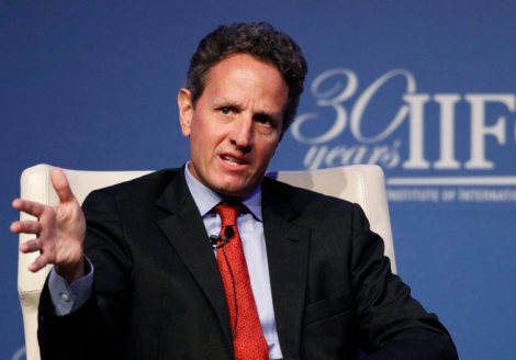 File photo of U.S. Treasury Secretary Timothy Geithner speaking at the Institute of International Finance's annual meeting in Tokyo
